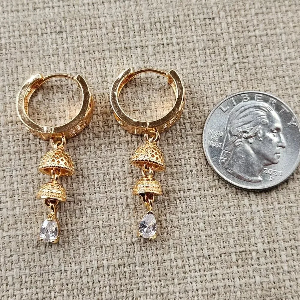 Earrings Fashion Ear Jewelry Drop Down Rose Gold Tone Jhumki style Earrings - Picture 9 of 10